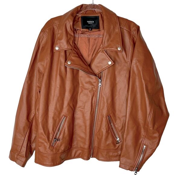 Torrid Vegan Motorcycle Style Jacket - Cognac - Picture 3 of 8